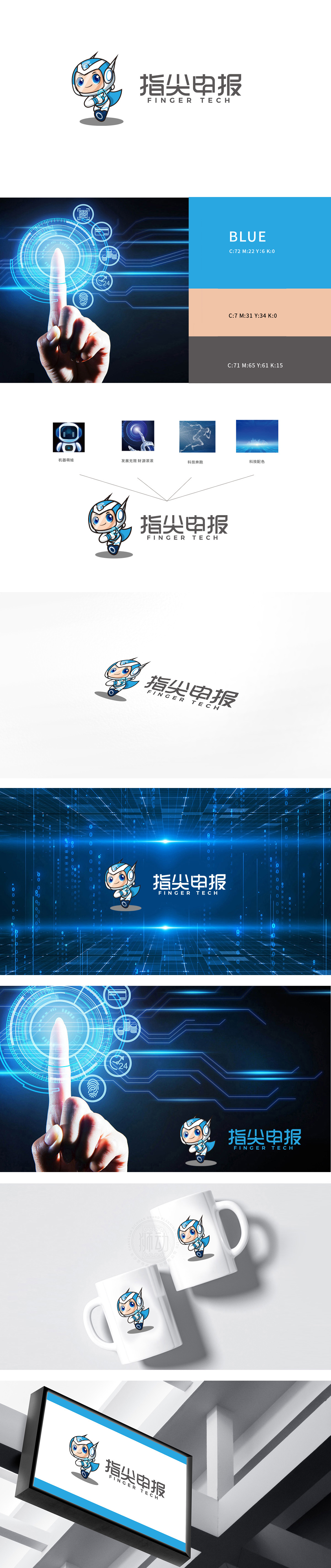 指尖申报中介代理服务吉祥物设计