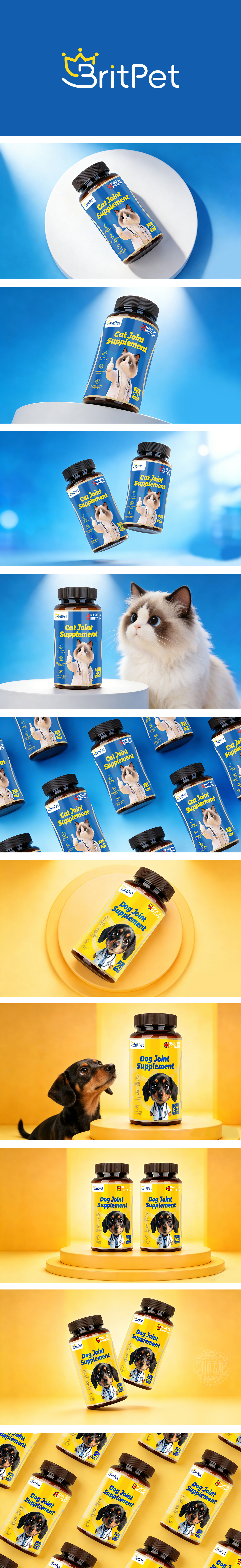 萌系拟人化宠物IP现代商业风宠物保健品包装设计