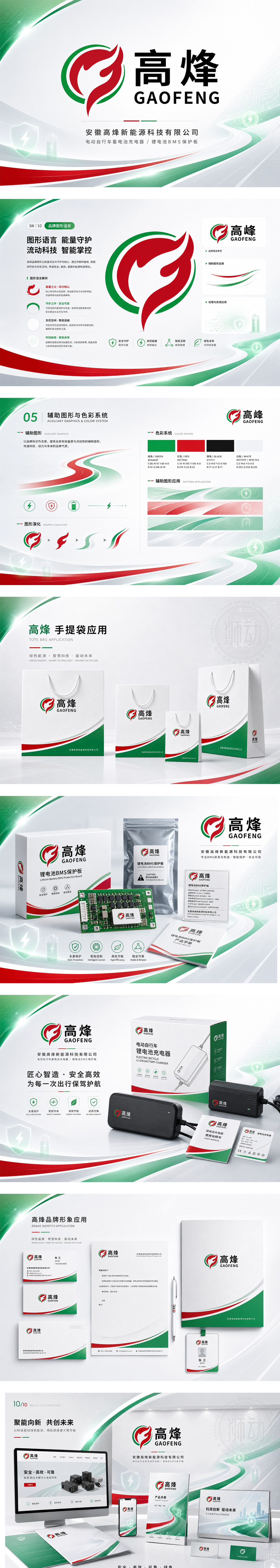 高烽绿色零碳锂电驱动新能源品牌LOGO商标设计