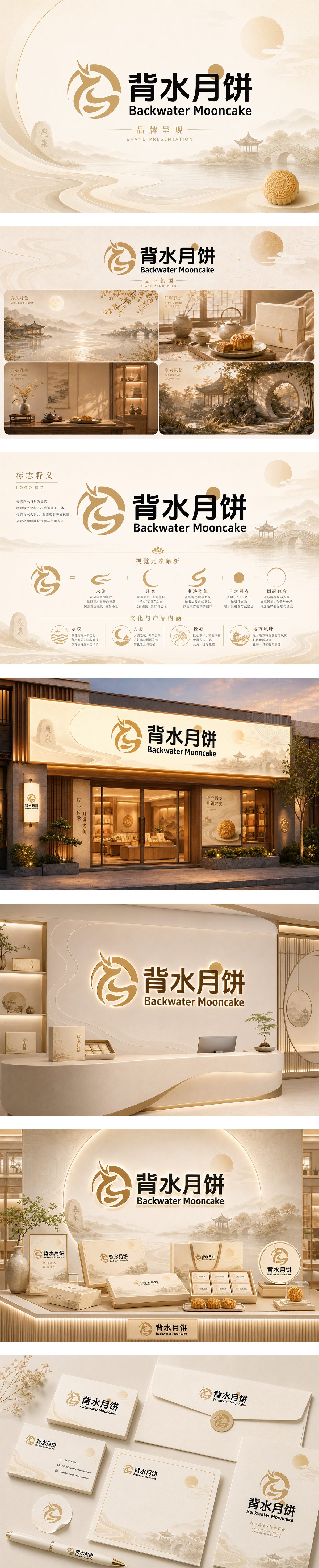 背水月饼新中式糕点国潮月饼高端伴手礼中秋礼盒地域文创食品
