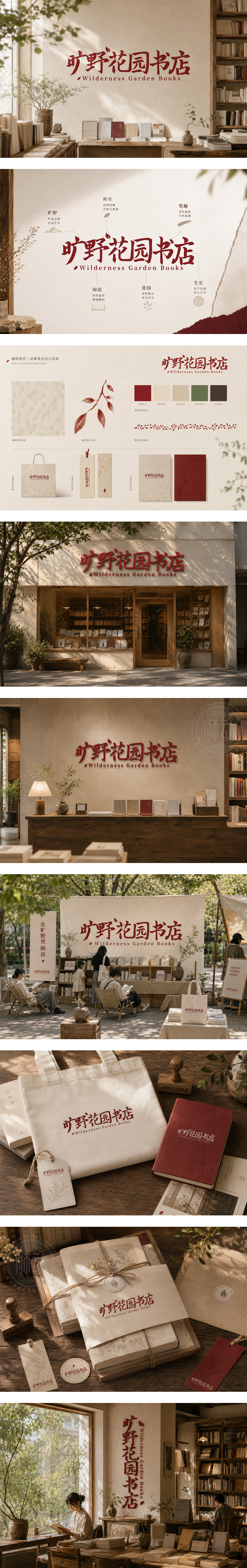 旷野花园书店人文生活方式社区阅读空间慢生活美学图书选品读书会沙龙LOGO商标设计