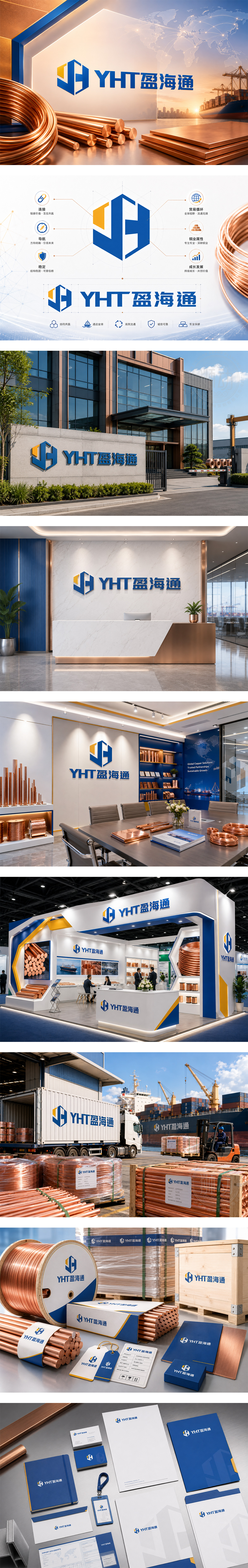 盈海通铜材进出口全球贸易服务金属现货交易大宗商品风控工业原材料供应链金融LOGO商标设计